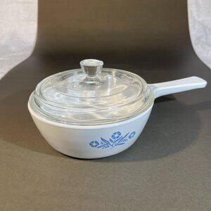 Corning Ware Blue Cornflower Round 1 Pint w/ Handle and Pyrex Lid P-81-B (835)